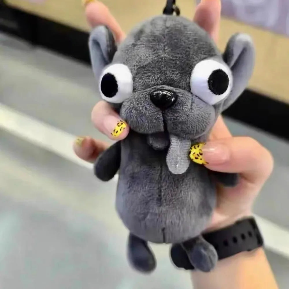 Funny Ugly Cute Bug-Eyed Dog Plush Keychain