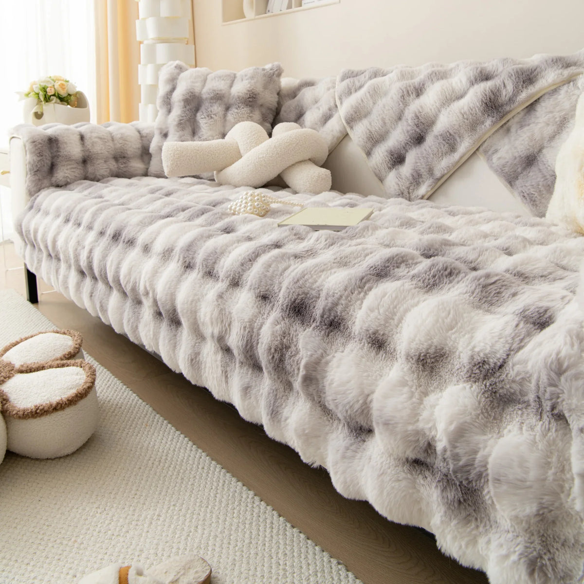 Faux Fur VelvetTouch Couch Cover Cat & Dog Proof Modern & Stylish