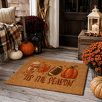 Coffee Pumpkin Leaf Football Coir Welcome Mat