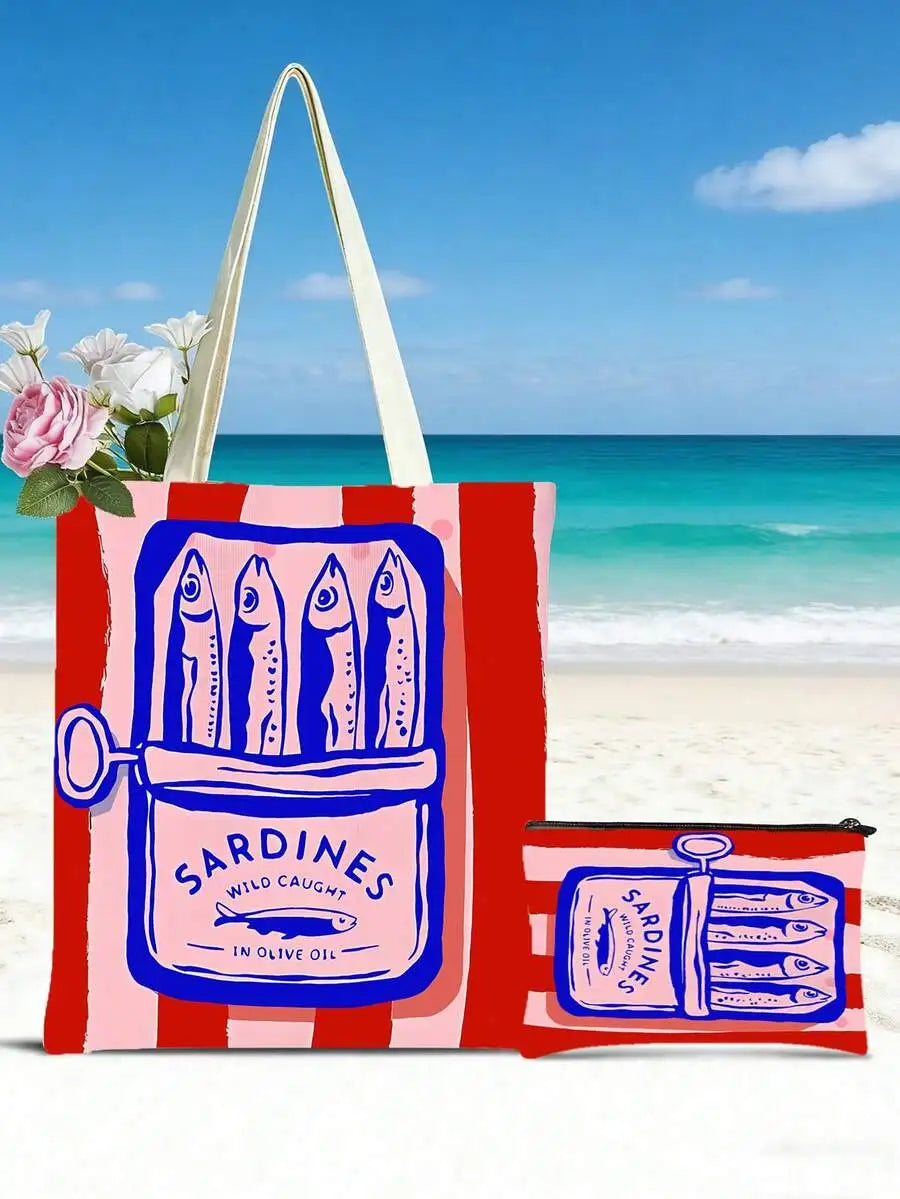Reusable Tote Bag And Cosmetic Pouch Set