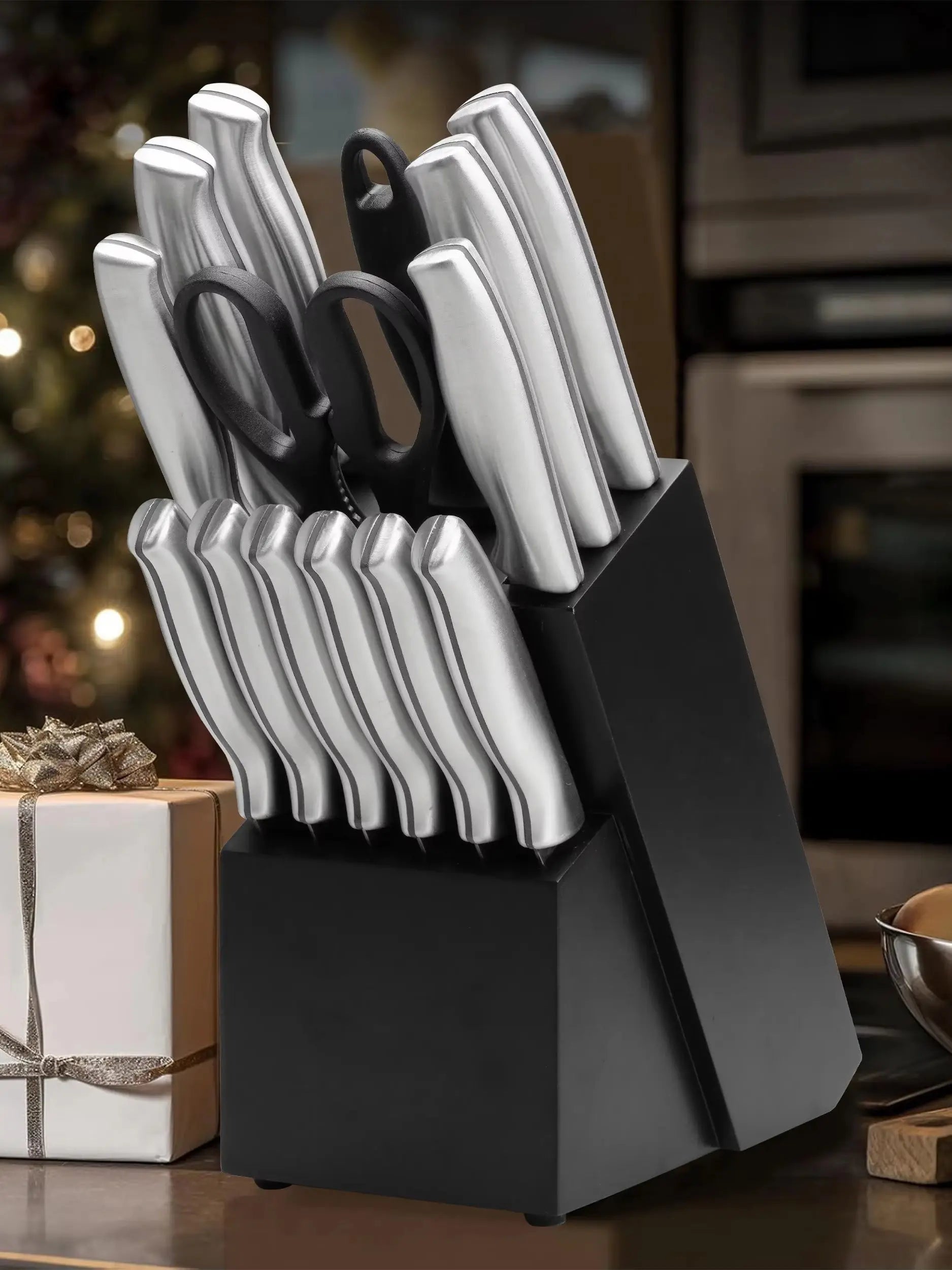 15Pcs Full Stainless Steel Kitchen Knife Set
