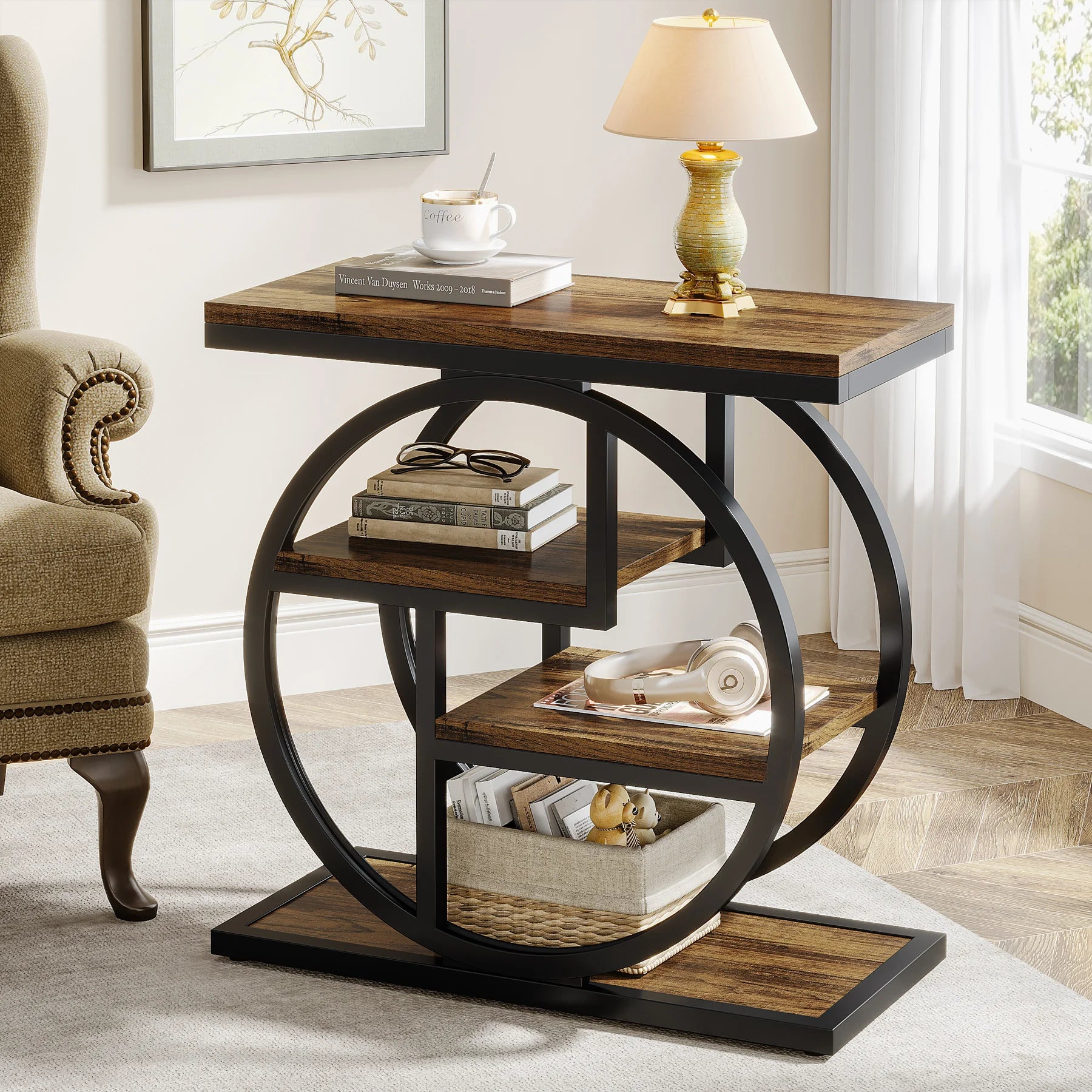 Modern/Retro/MCM End Table with 3 Storage Shelves