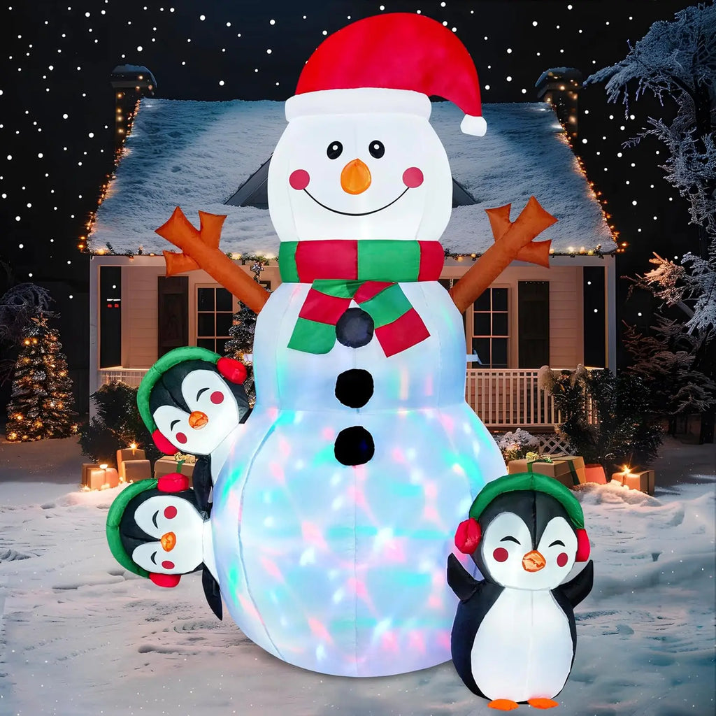 Snowman & Penguin Inflatable Decoration W/ LEDs