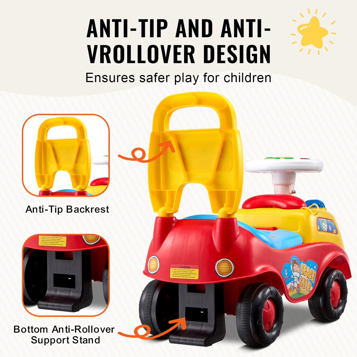 Toddler Ride On Push Car with Music