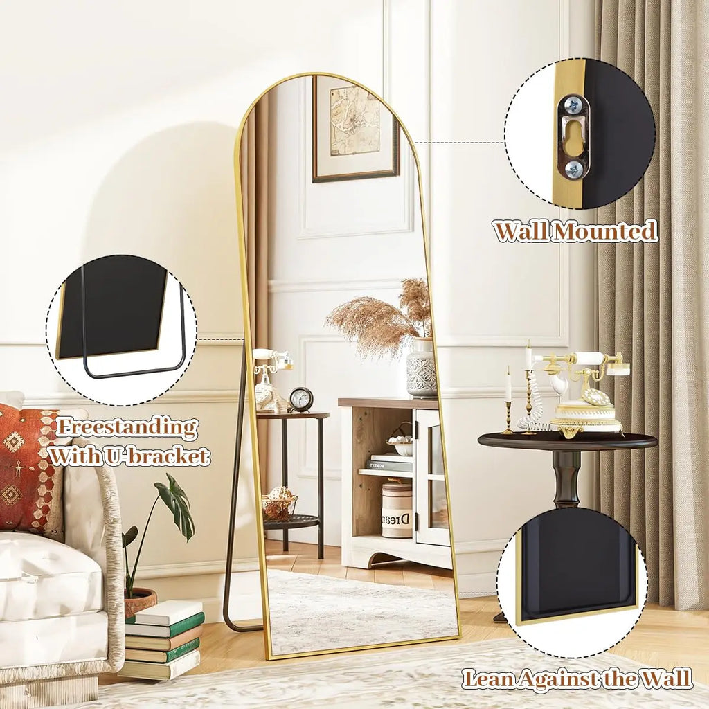 18x58" Arched Full Length Mirror With Stand