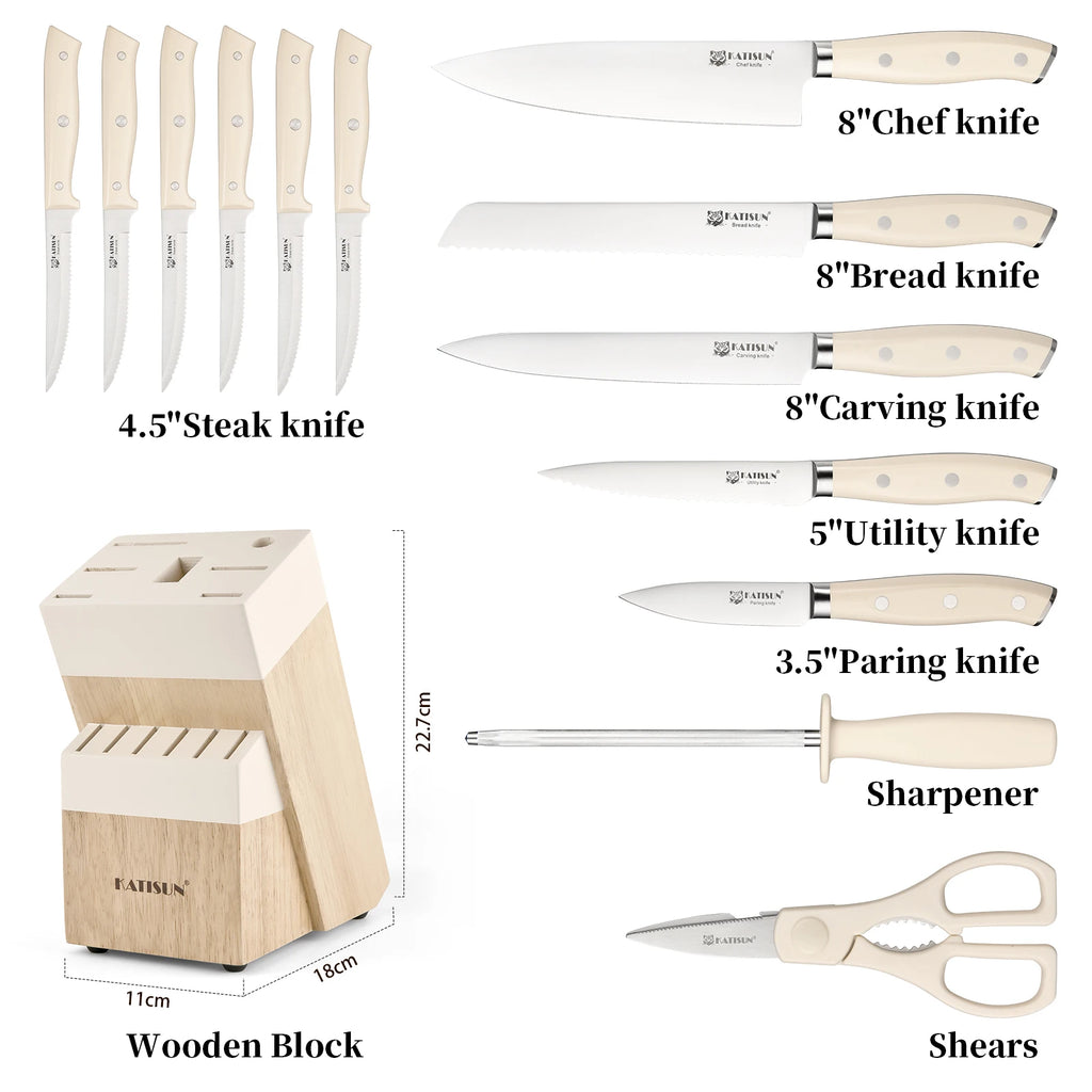 14 Pieces Knife Set With Wooden Block