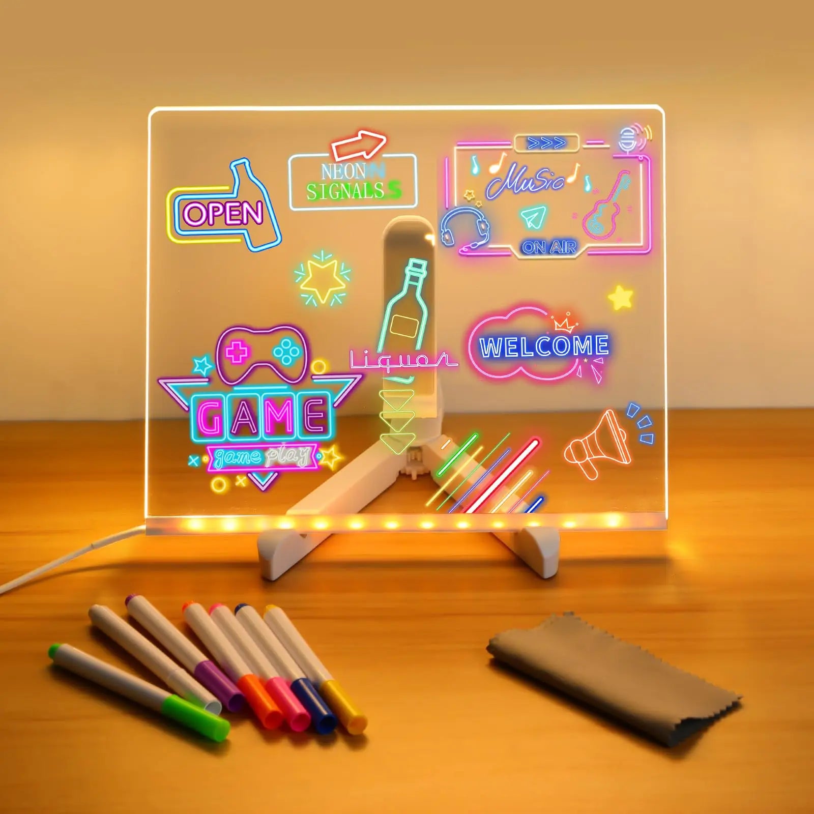 LED Note Board With Night Light & 7 Pens