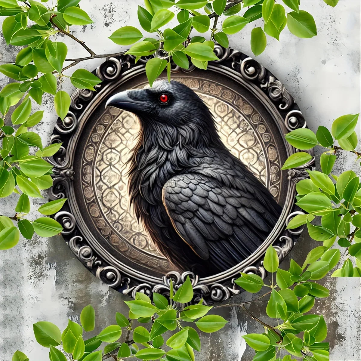 Vintage Aluminum Raven Wall Art - Engraved Crow Metal Sign for Home, Dorm & Office Decor - Ideal Gift for Art Lovers