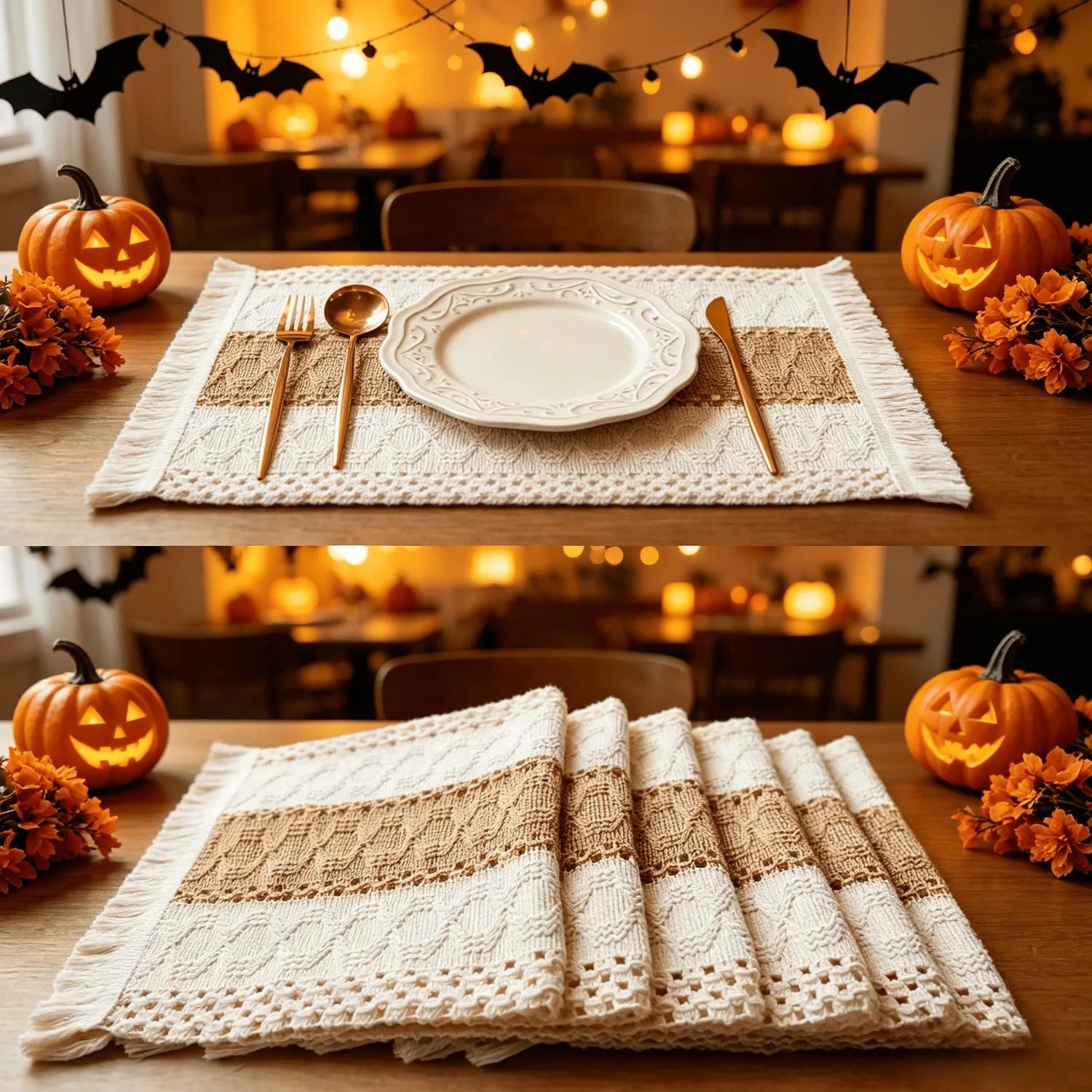 6 Pcs Boho Macrame Placemat Set