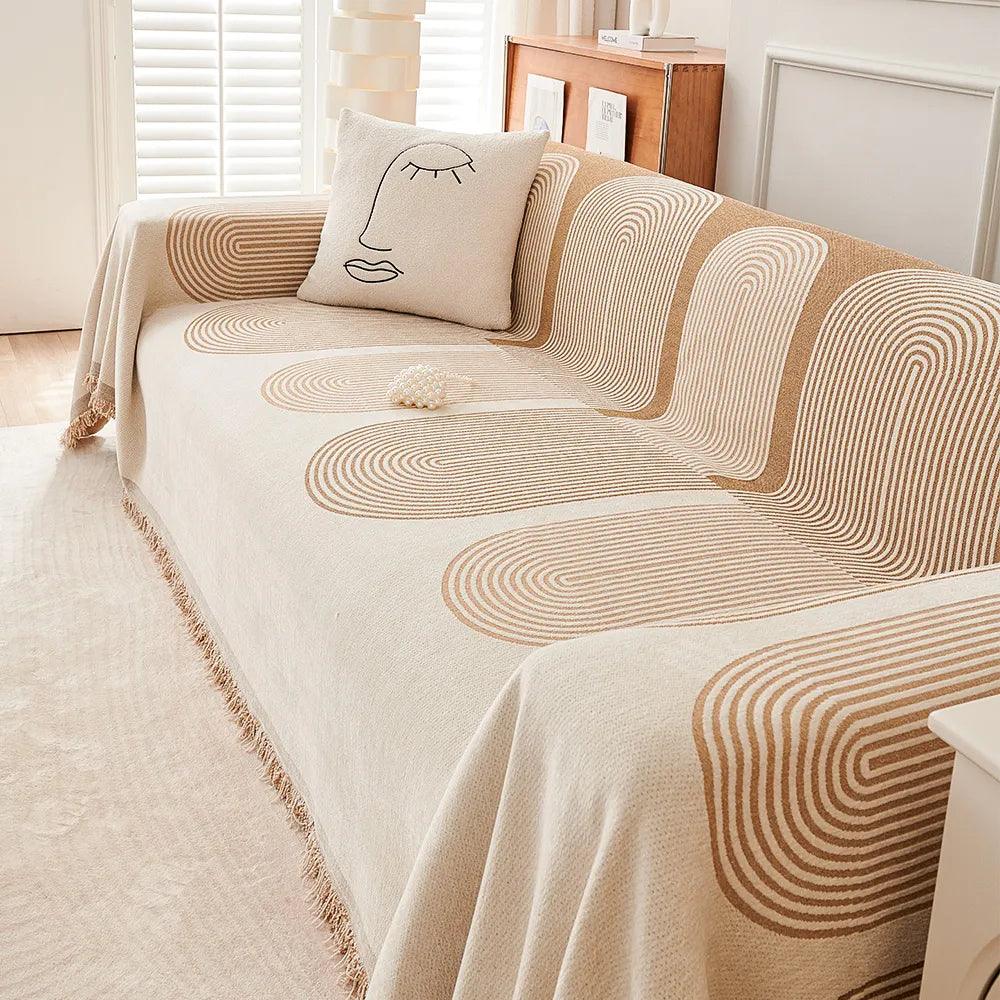 Double-Sided Moden Retro Chenille Couch Covers, Pet/Kid Friendly Protection