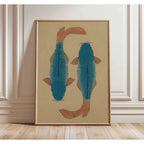 Japanese Red Koi Fish Canvas Wall Art Minimalist Poster