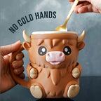 Highland Cow Ice Cream Pint Holder with Spoons