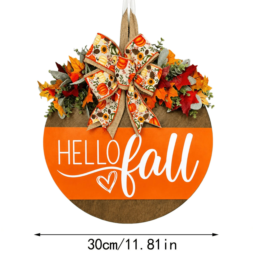HELLO FALL Front Porch Sign Door Hanger