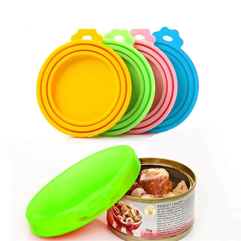 2PCS Reusable Airtight, Silicone Pet Food Can Cover with Spoon | Dog and Cat Food Storage