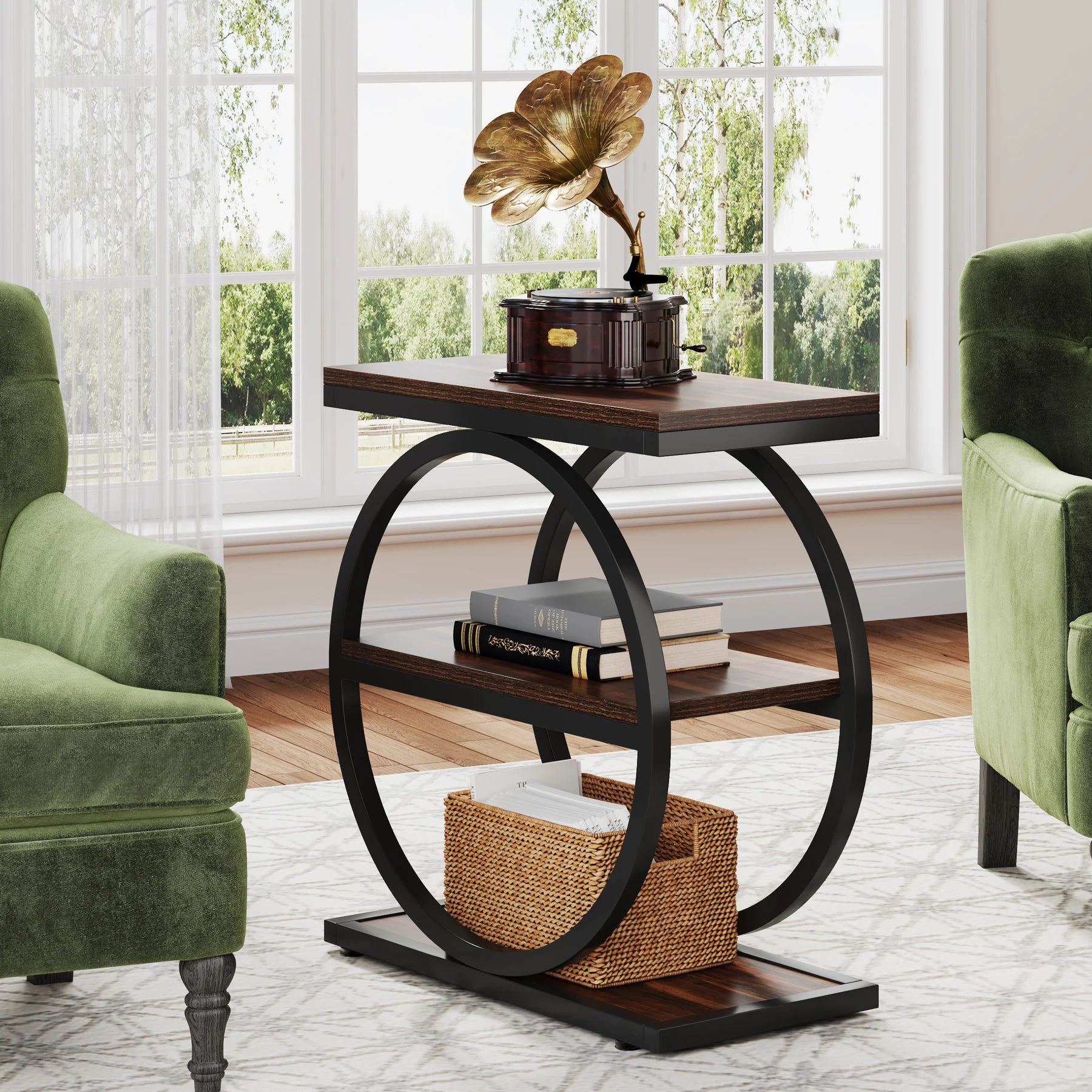 Modern/Retro/MCM End Table with 3 Storage Shelves