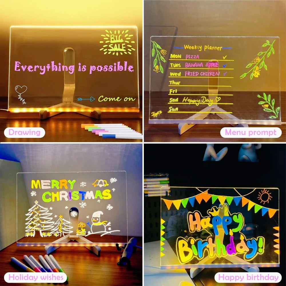 LED Note Board With Night Light & 7 Pens