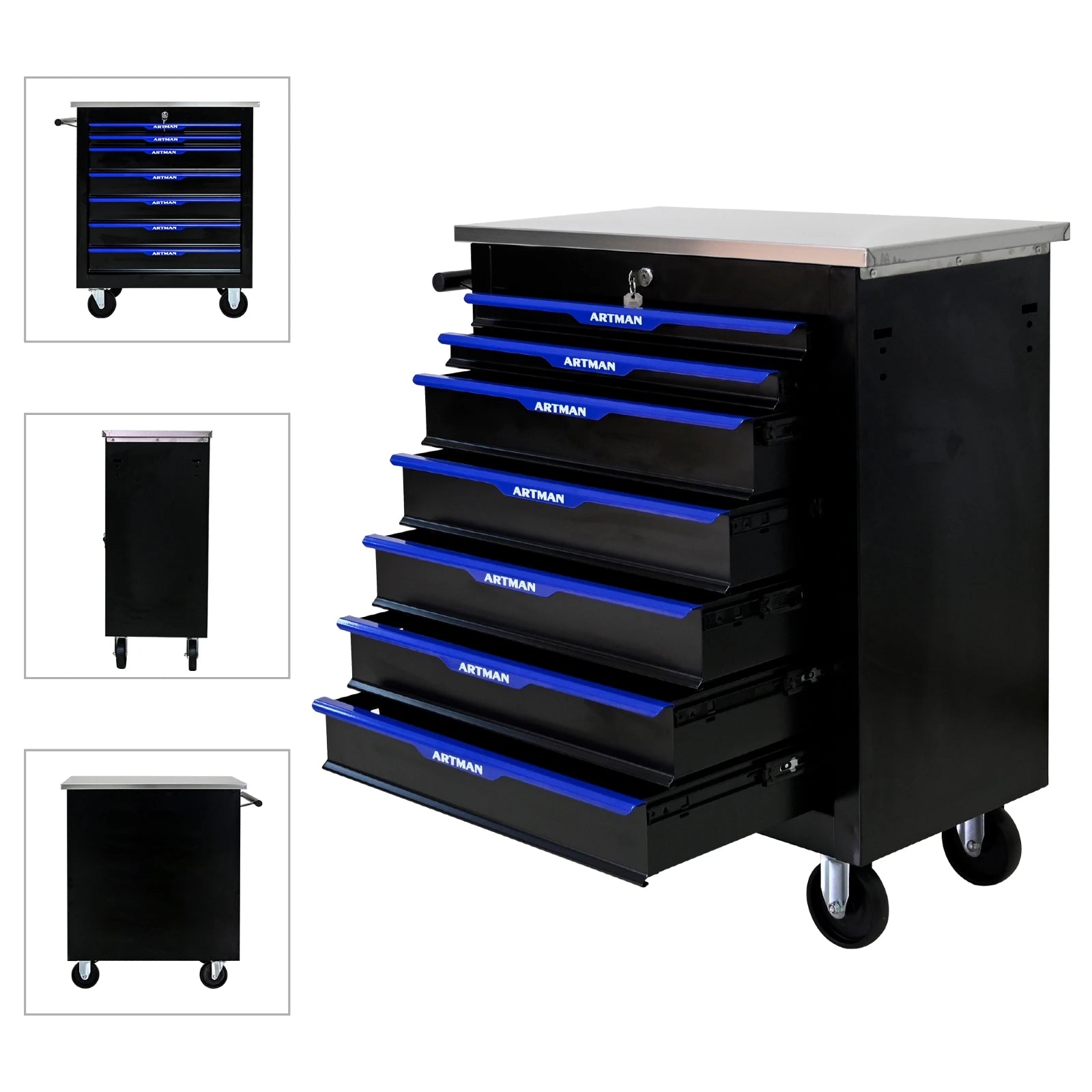 7 Drawer Rolling Tool Box Heavy-Duty Steel