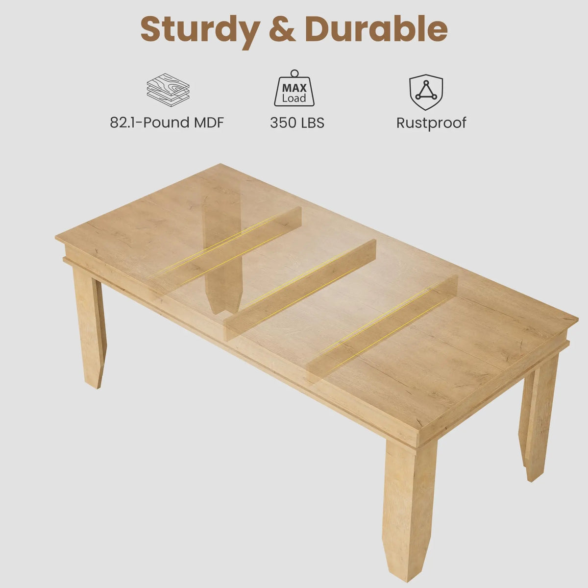Farmhouse Wooden Dining Table For 4-6