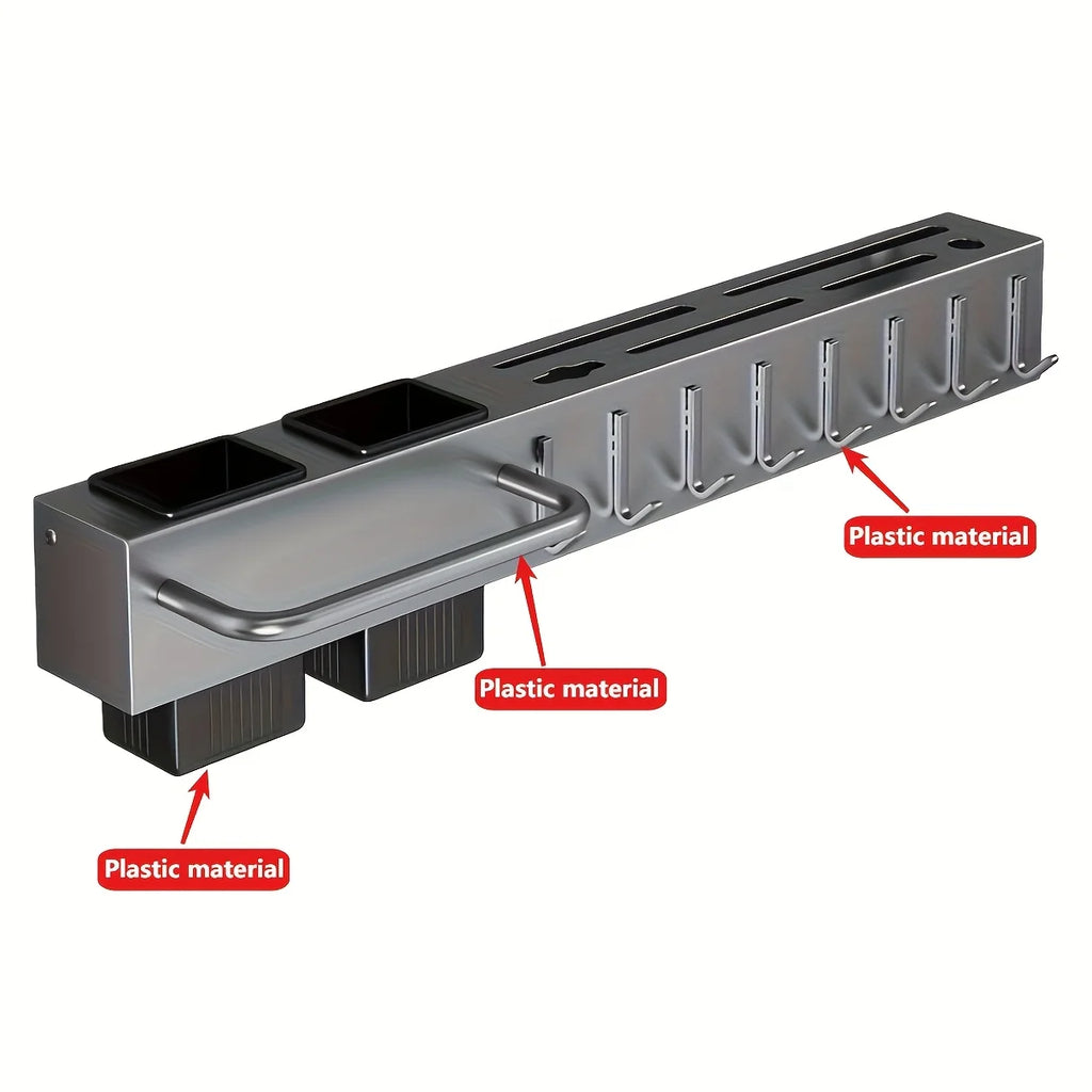 Wall-Mounted Carbon Steel Kitchen Organizer & Knife Storage