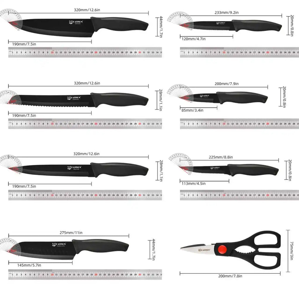 16 Pcs Carbon Steel Kitchen Knife Set