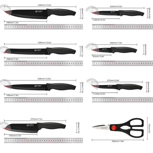 16 Pcs Carbon Steel Kitchen Knife Set