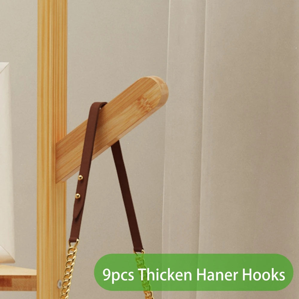 Bamboo Clothing/Coat/Shoe Stand With Hooks & Shelves