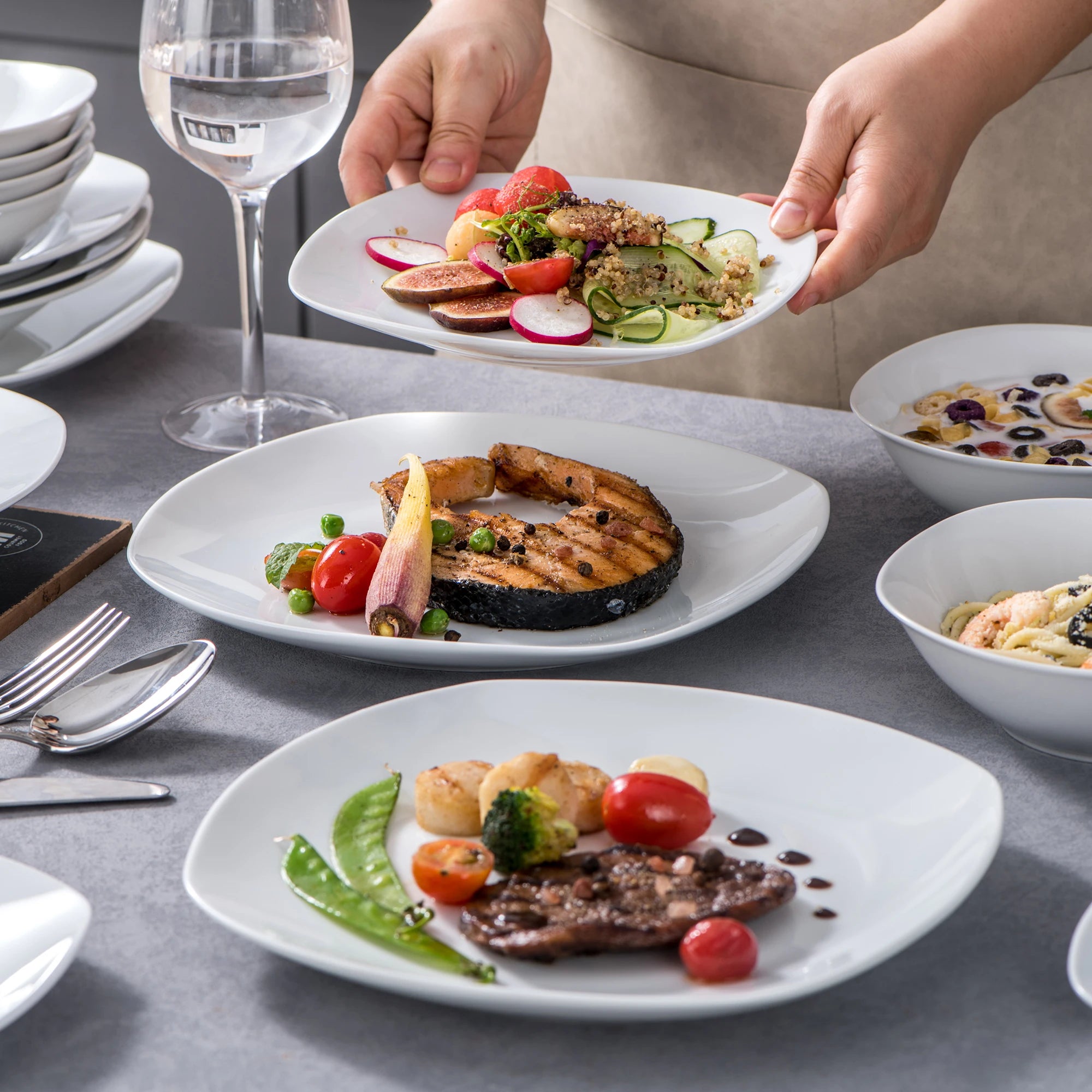MALACASA Elisa 24-Pc Ceramic Porcelain Tableware