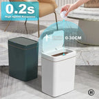 Smart Bathroom Trash Can Automatic Bagging Electronic Trash Can White Touchless Narrow Smart Sensor Garbage Bin Smart Home 4 Gallon(15L)