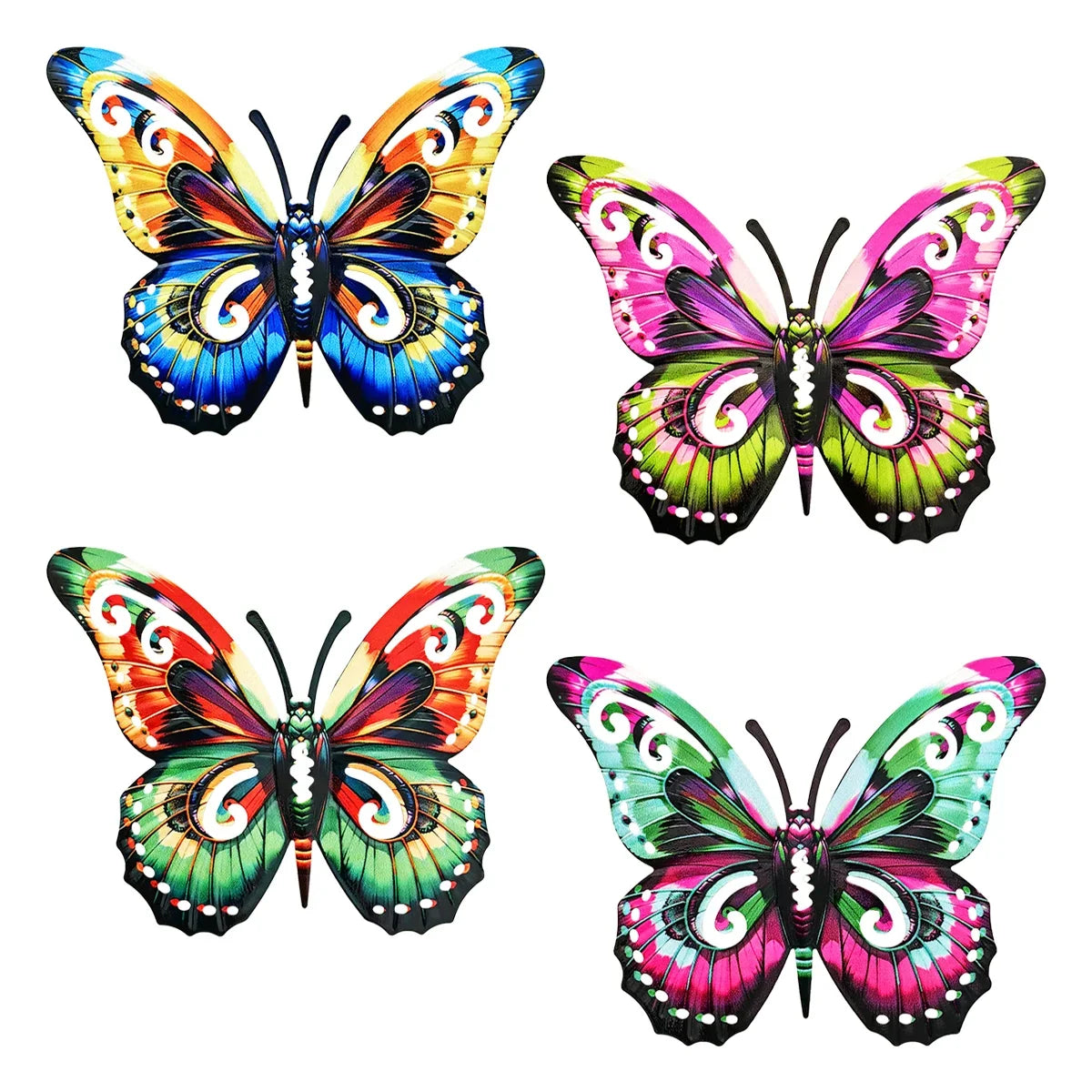 Metal Art Butterfly Wall Decor Colorful Iron Art Butterfly Sculptures Butterfly Hanging Ornament for Outdoor Home Yard Garden