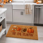 Coffee Pumpkin Leaf Football Coir Welcome Mat