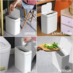 Smart Bathroom Trash Can Automatic Bagging Electronic Trash Can White Touchless Narrow Smart Sensor Garbage Bin Smart Home 4 Gallon(15L)