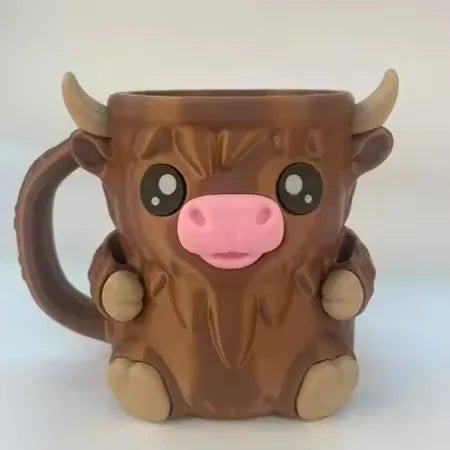 Highland Cow Ice Cream Pint Holder with Spoons