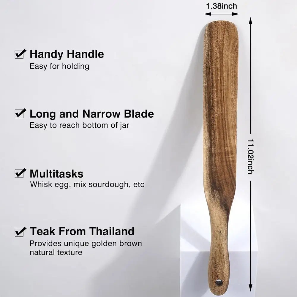 2-Piece Wooden Utensil Set for Baking, Mixing, and Stirring in Non-Stick Cookware
