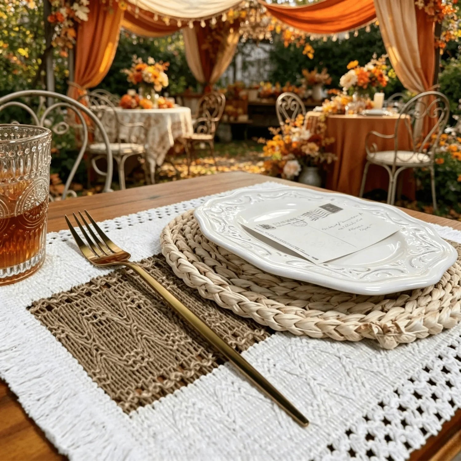 6 Pcs Boho Macrame Placemat Set