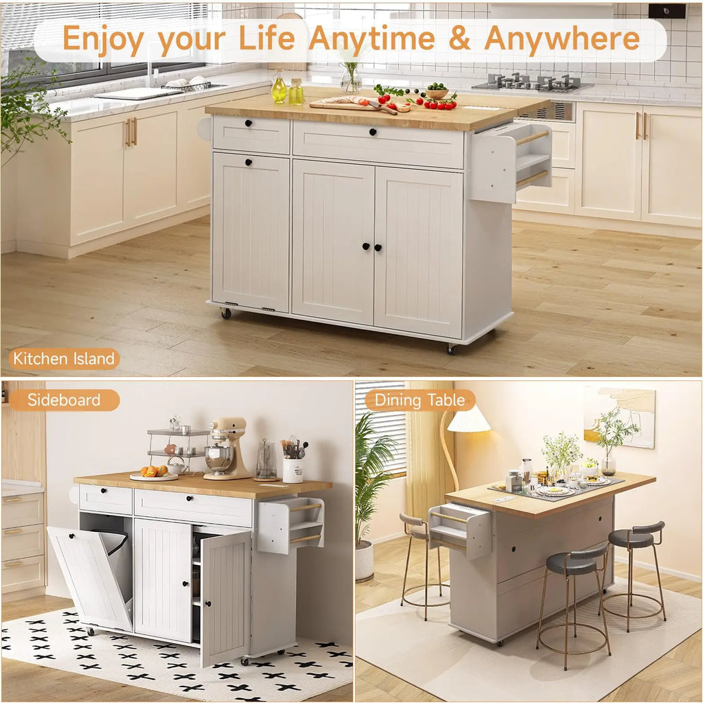 60" Mobile Kitchen Island 2 Colors Available