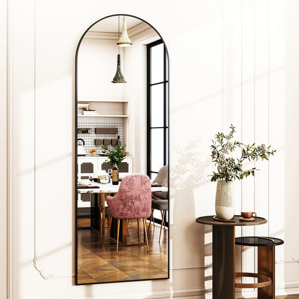 59x16" 64x21" 71x26" Black Arched Full-Length Mirror