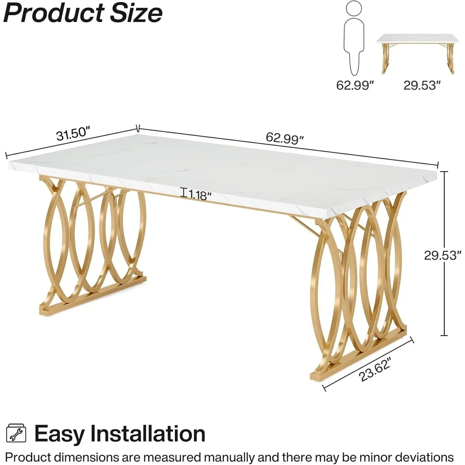 Modern Dining Table 4-6 People, Gold