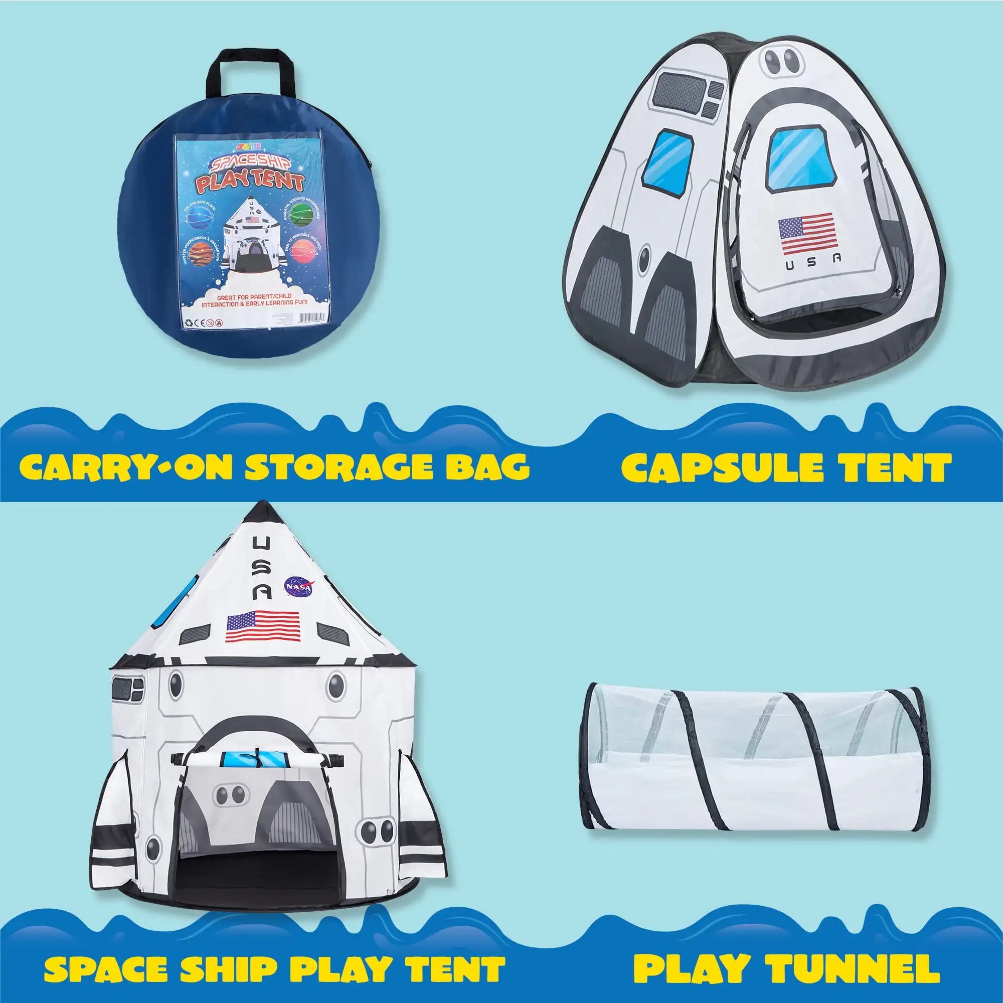 Joyfy Rocket Ship Play Tent With Tunnel