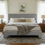 Upholstered Bed Frame with Adjustable Headboard, 5 Colors 3 Sizes