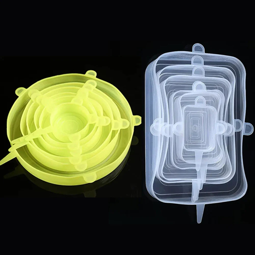 6 Pcs Silicone Stretch Lids for Kitchen Food Covers | Universal Bowl Caps