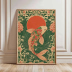 Japanese Red Koi Fish Canvas Wall Art Minimalist Poster