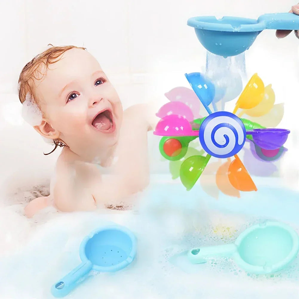 Rainbow Windmill, Waterwheel Baby/Toddlers Bath Water Spray Toy Set