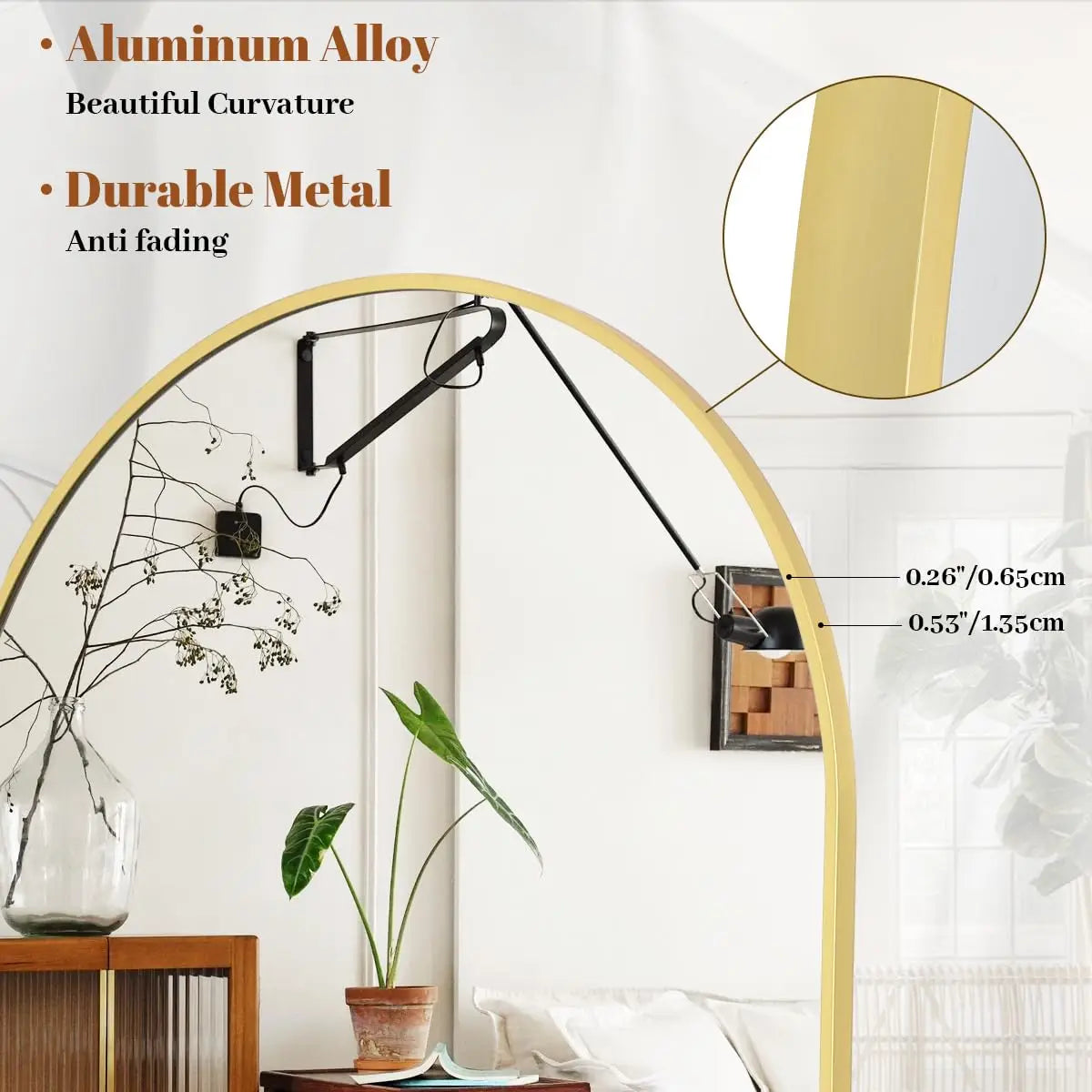 18x58" Arched Full Length Mirror With Stand