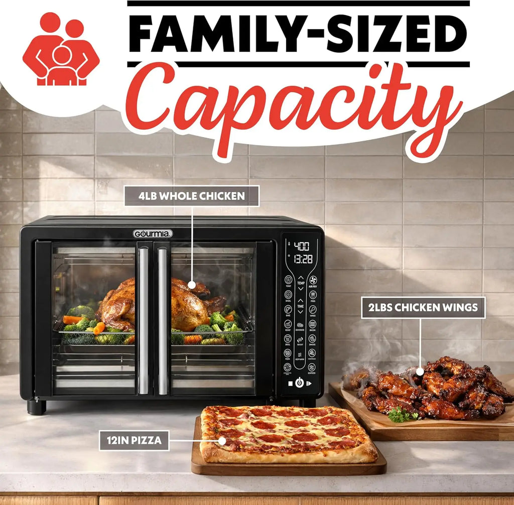 Gourmia French-Door Air Fryer, Convection Oven – 25 Qt