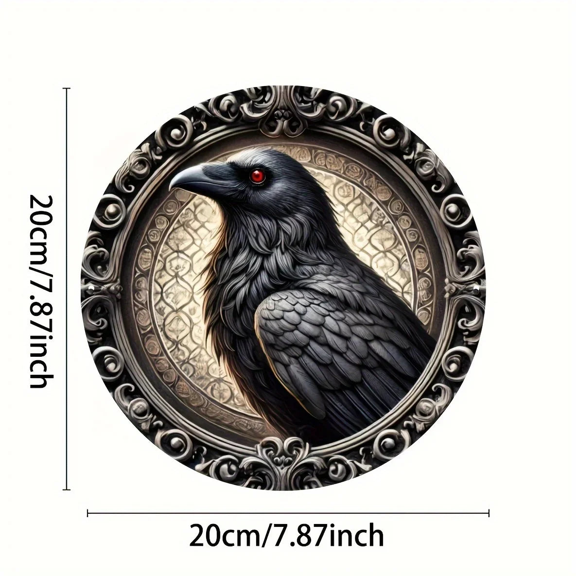 Vintage Aluminum Raven Wall Art - Engraved Crow Metal Sign for Home, Dorm & Office Decor - Ideal Gift for Art Lovers