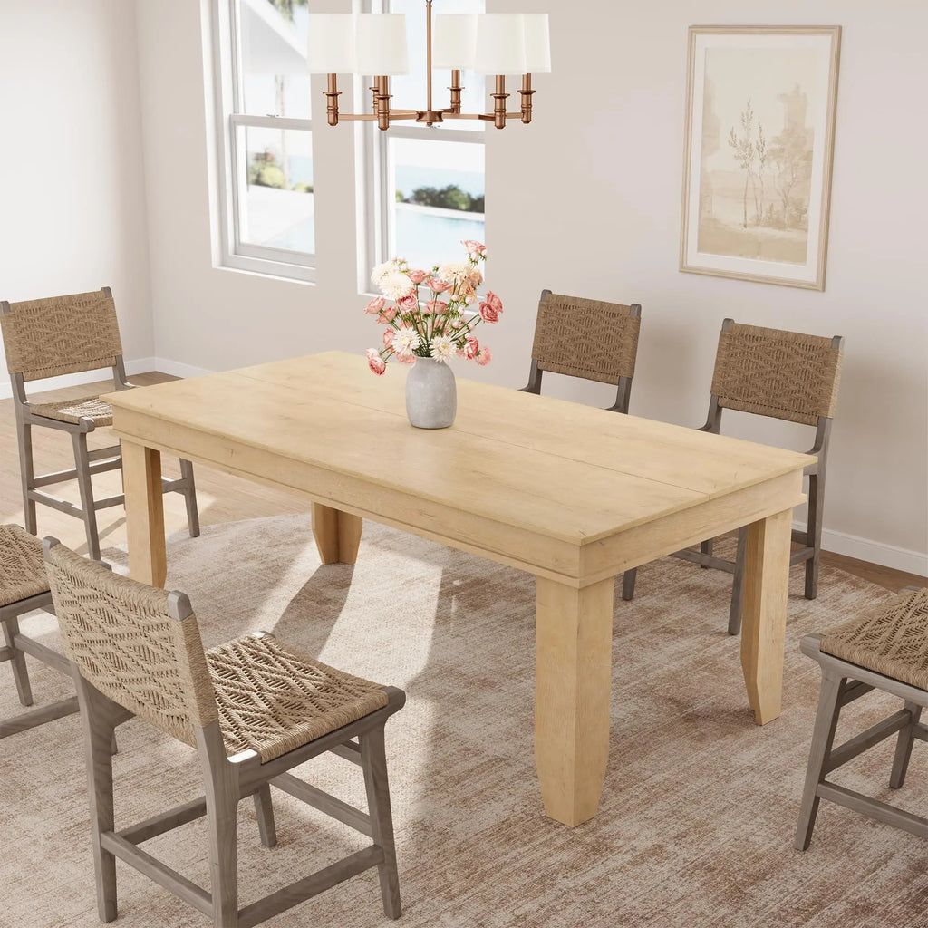 Farmhouse Wooden Dining Table For 4-6