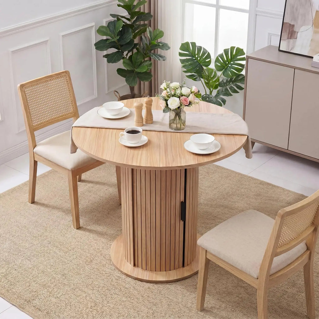Round Dining Table For 2-4 With Center Storage