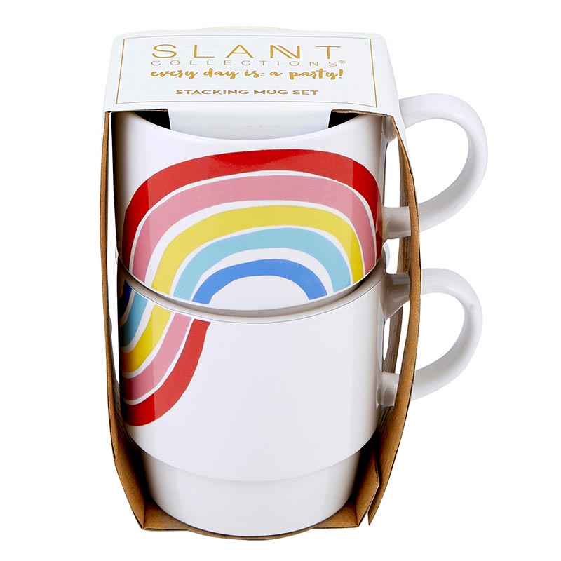 Set of 2 Rainbow Stacking Mugs