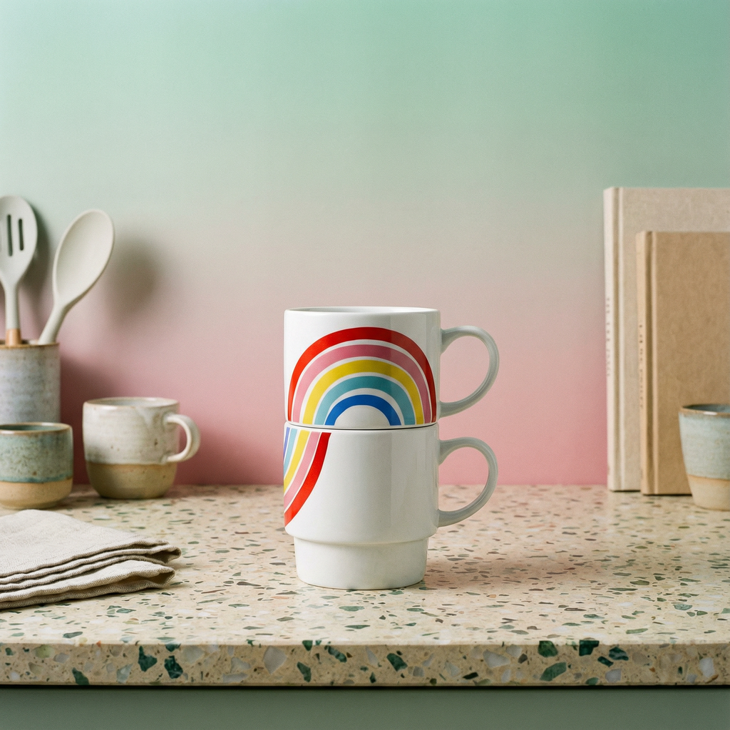 Set of 2 Rainbow Stacking Mugs