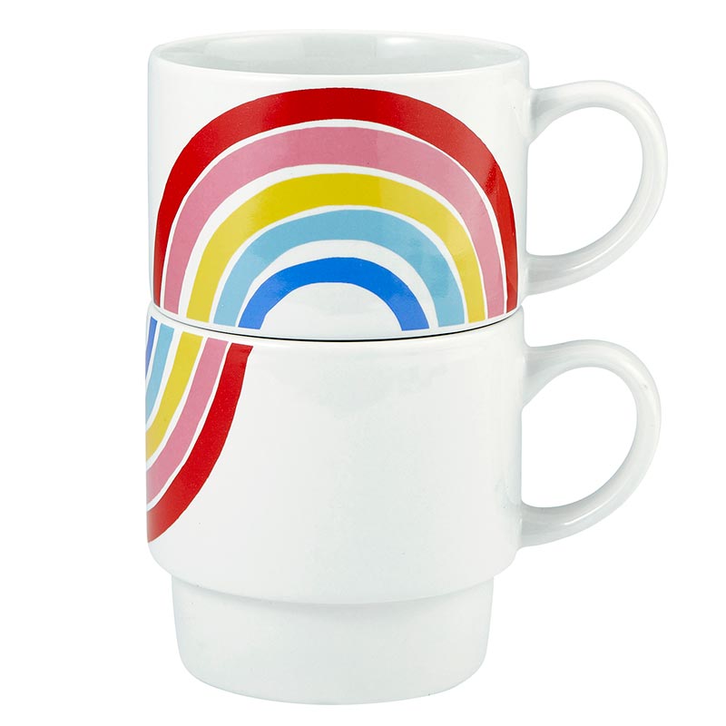 Set of 2 Rainbow Stacking Mugs